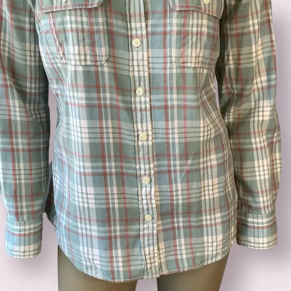 J. Crew Perfect Shirt Western Plaid Button Up Long Sleeves Size S Green Cotton - Picture 4 of 15